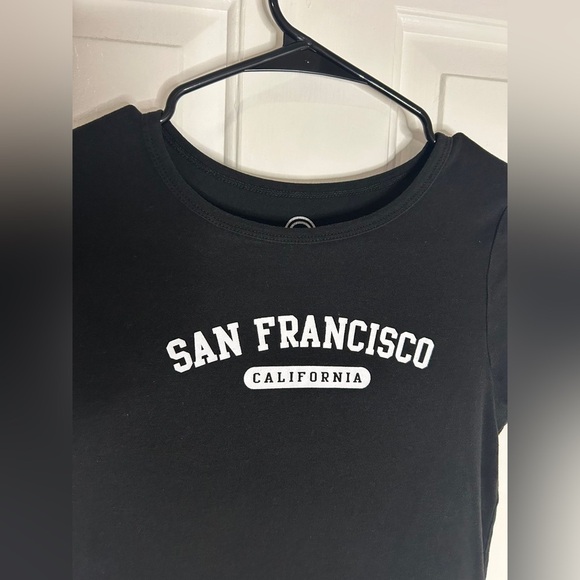 Social Culture Ribbed Cropped San Francisco California T-shirt Size M (0287) - Picture 4 of 7